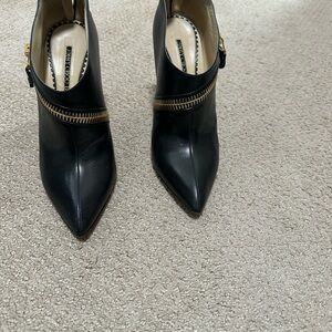 Jimmy Choo Black Ankle Boots with Gold Zipper Detail